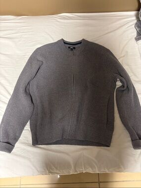 Uniqlo C Gray Knit Zip Up Sweater Medium